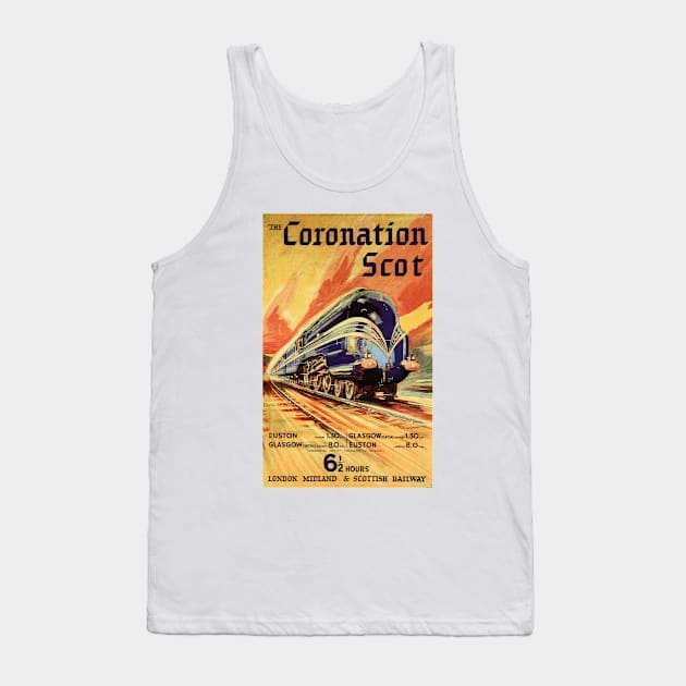 Coronation Scot Railway Sunset Steam Train Vintage Travel Tank Top by vintageposters